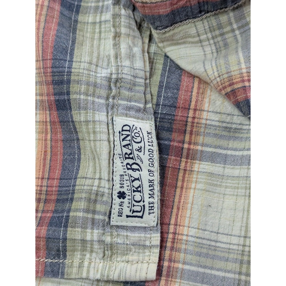 Lucky Brand XXL Short Sleeve Western Plaid Pearl Snap Shirt - Picture 6 of 8